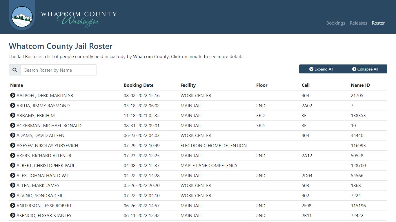 Whatcom County Sheriff's Office | Jail Roster